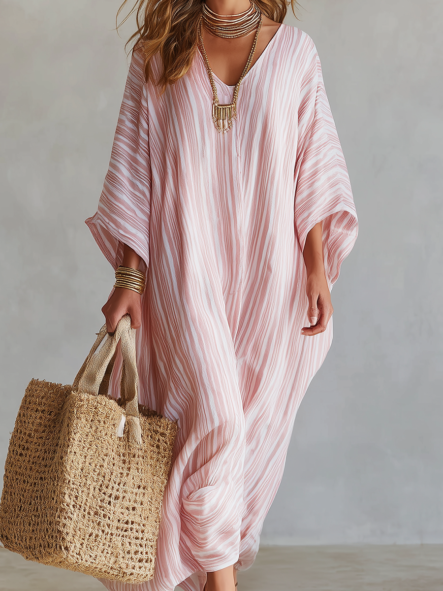 Cleo | Rosa a Righe Kaftan Abito