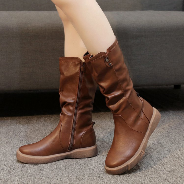 Thea | Waterproof Vegan Pelle Stivali with Zipper