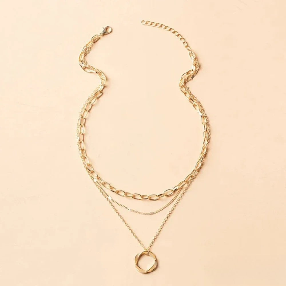 Retro Oro Layered Collana