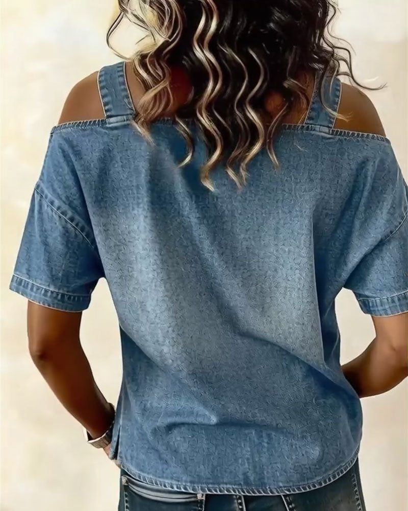 Patricia | Camicia in Denim a Spalle Scoperte