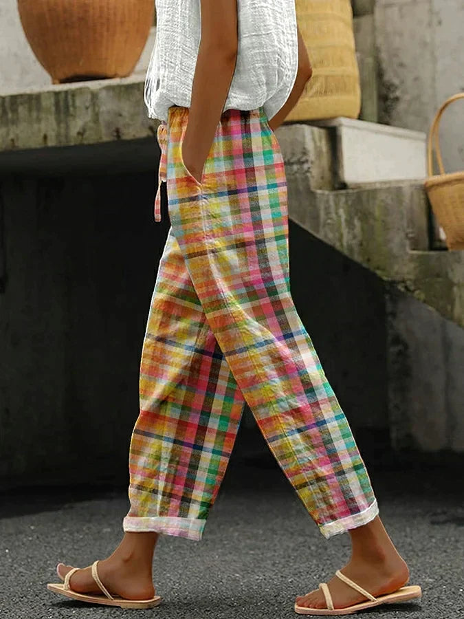 Jean | Checked Gamba Larga Estate Pantaloni