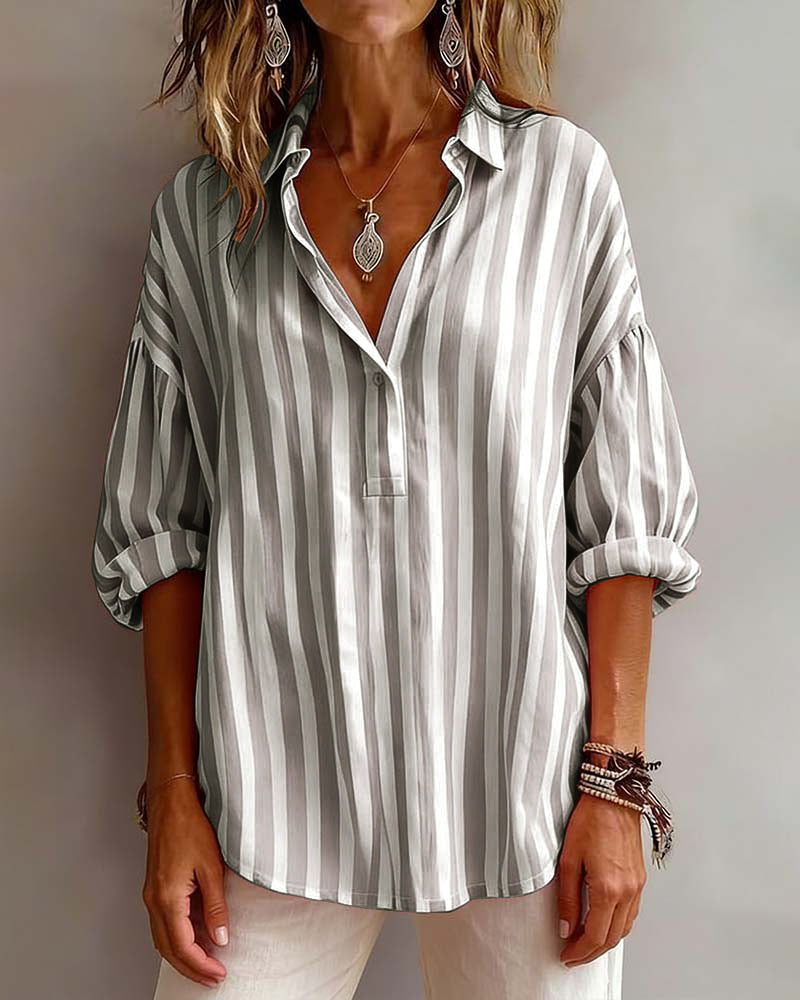 Deborah | Camicetta Ampia a Righe con Colletto