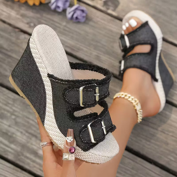 Atelier | Sandali Zeppa con Bordo Sfrangiato