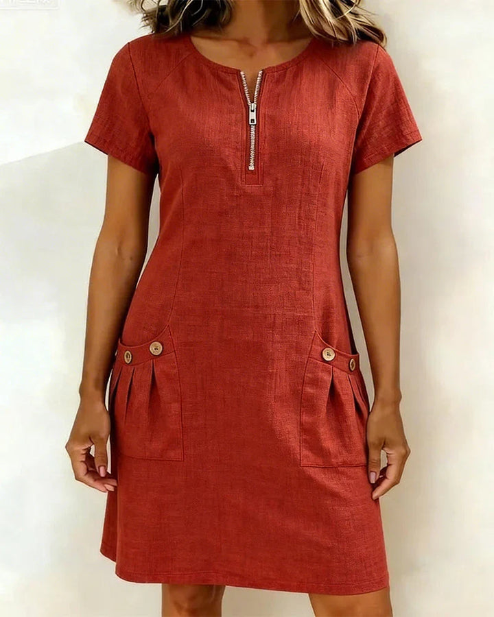 Calliope | Easy Lino Zip Neck Top