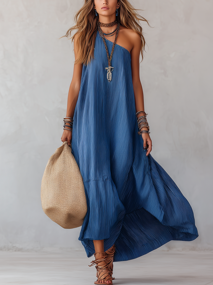 Hattie | a Righe Spalle Scoperte Maxi Abito
