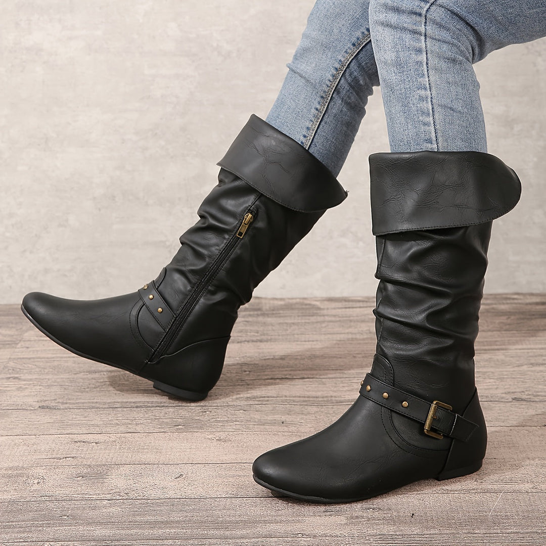 Danica | Women's Knee-High Stivali with Side Zipper