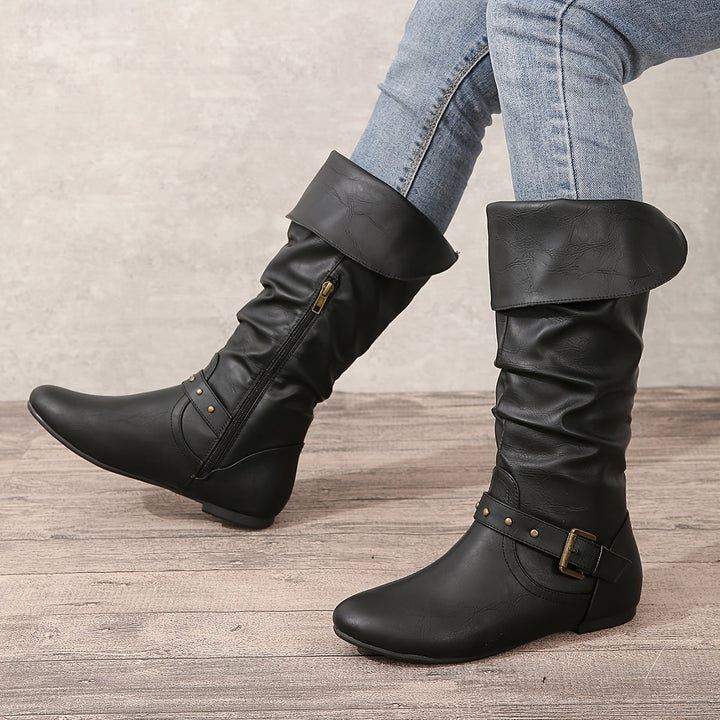 Danica | Women's Knee-High Stivali with Side Zipper