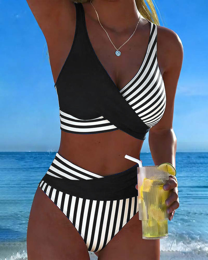 Xena | Crossed-Stripe Stampa Bikini