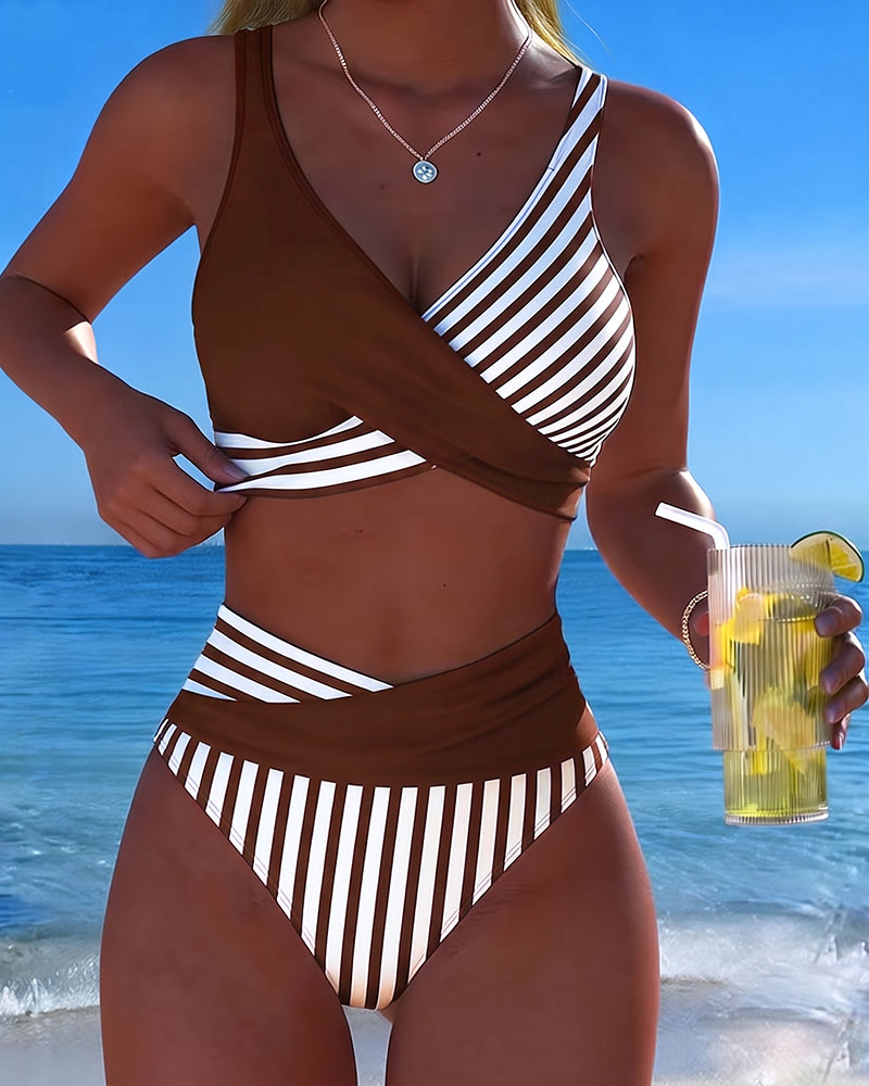 Xena | Crossed-Stripe Stampa Bikini