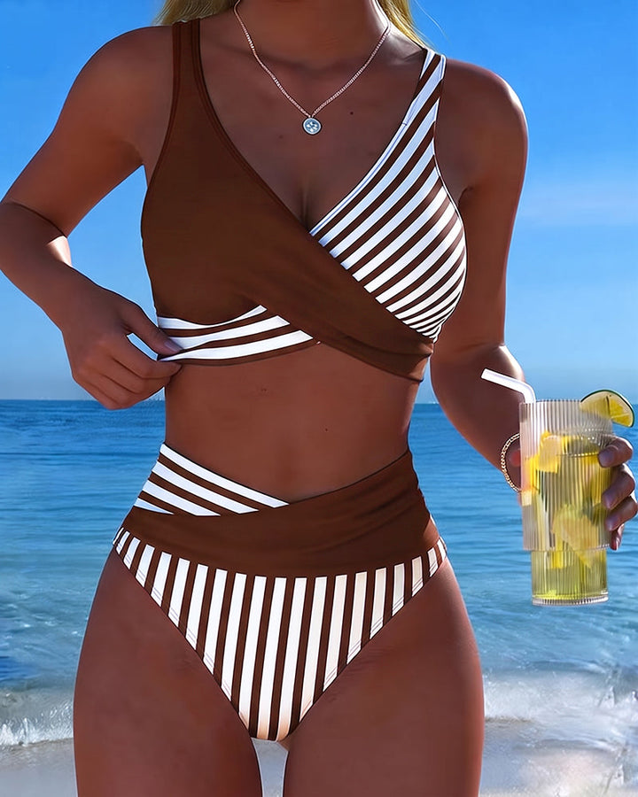 Xena | Crossed-Stripe Stampa Bikini