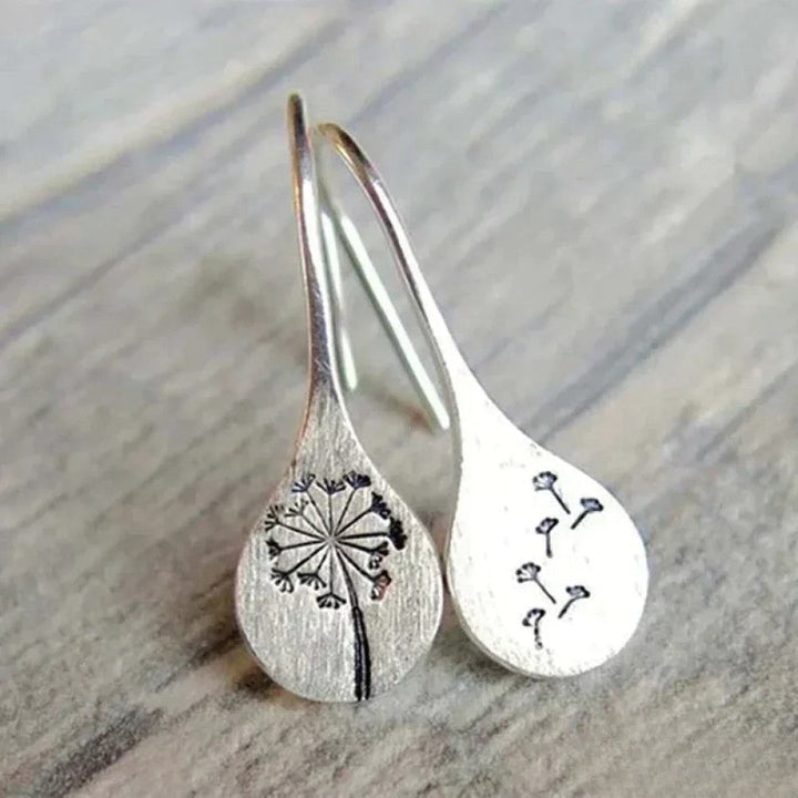 Elegante Argento Orecchini in Dandelion Leaf Design