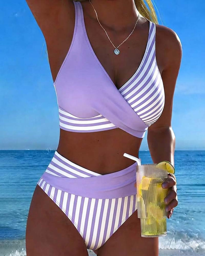 Xena | Crossed-Stripe Stampa Bikini