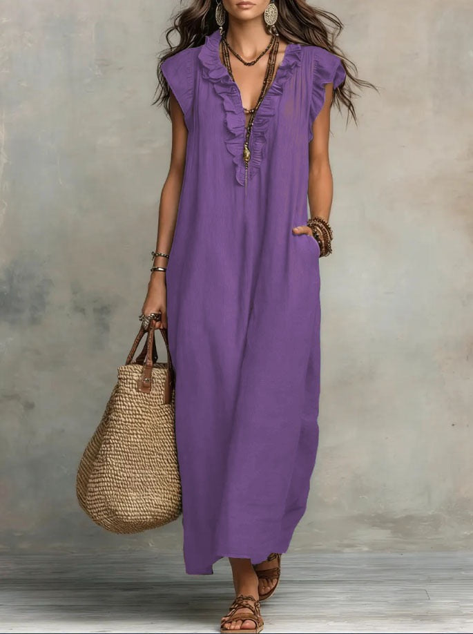 Amaranth | Deep Scollo a V Maxi Abito