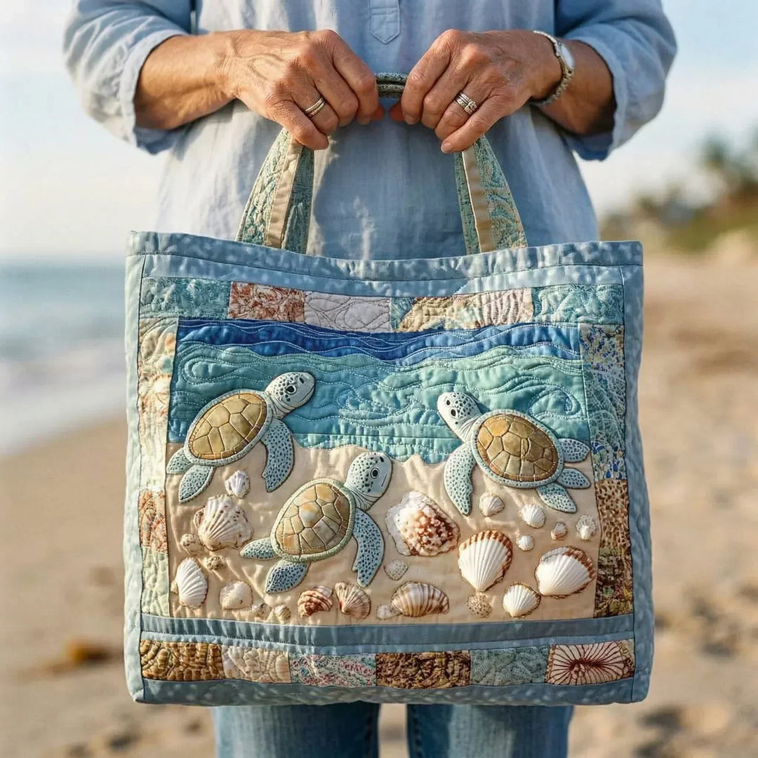 Artisanal Trapuntato Borsa - Sea Turtles