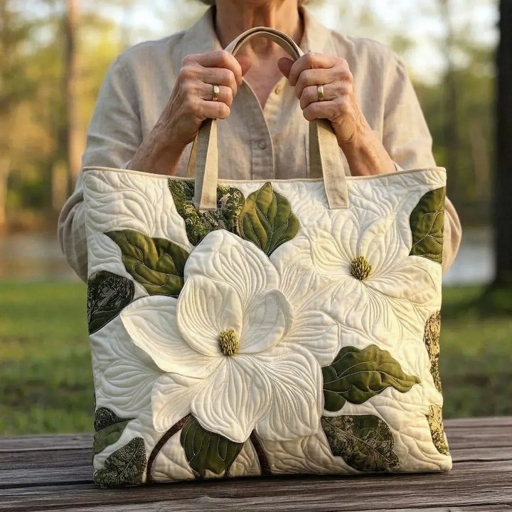 Borsa Artigianale Trapuntata - Gigli Bianchi Eleganti