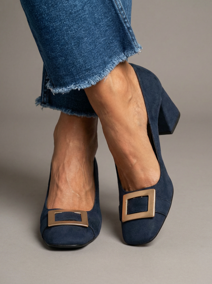 Glenys | Elegante Buckle Block Tacco Heeled Sandali