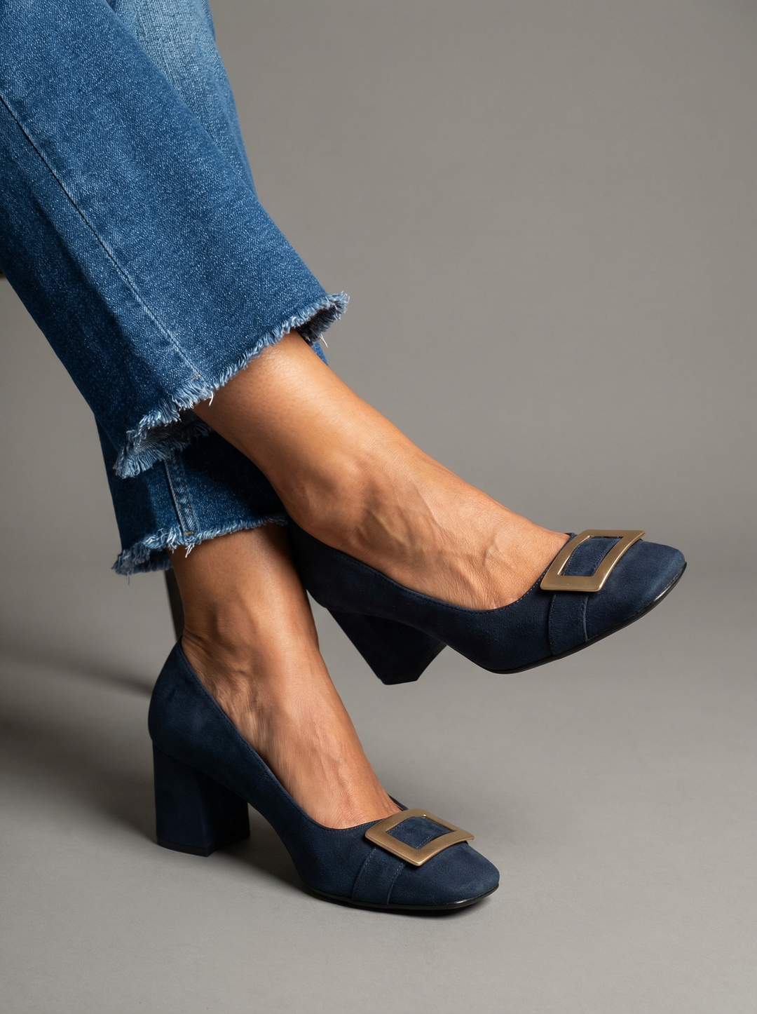 Glenys | Elegante Buckle Block Tacco Heeled Sandali