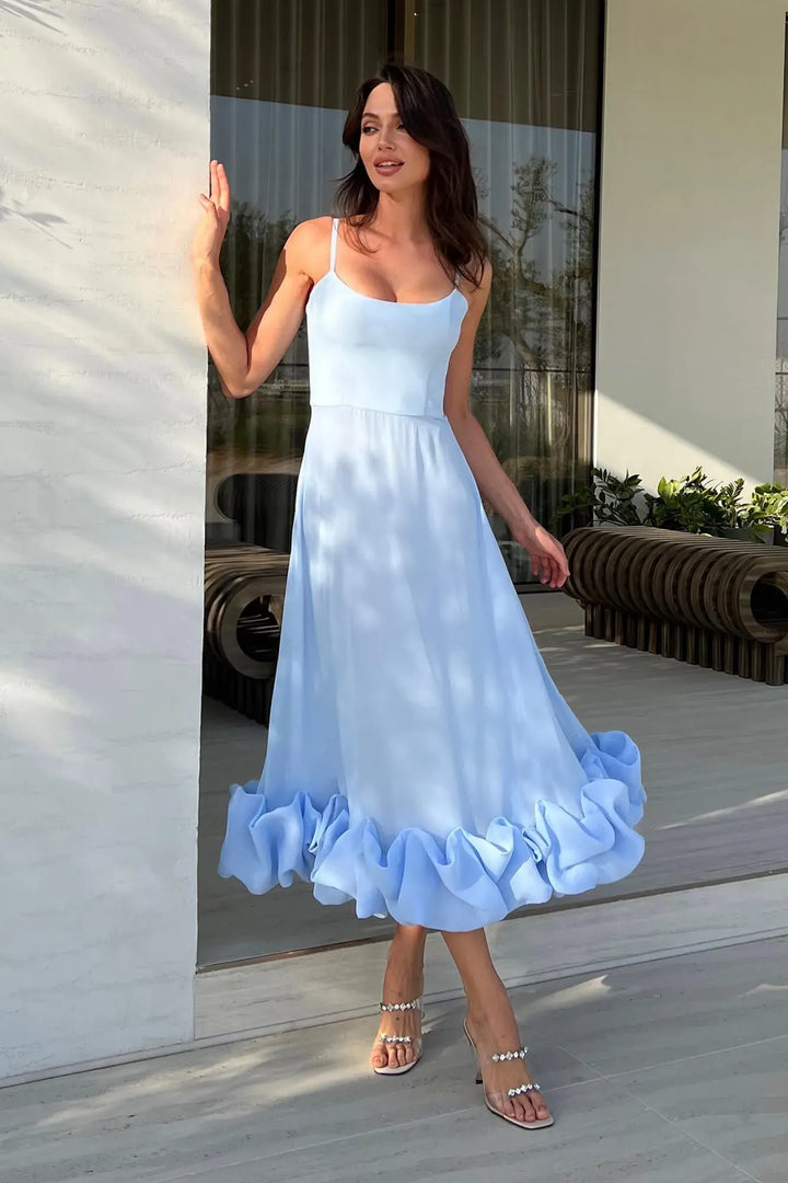 Heather | Abito Midi con Orlo a Balze e Linea ad A