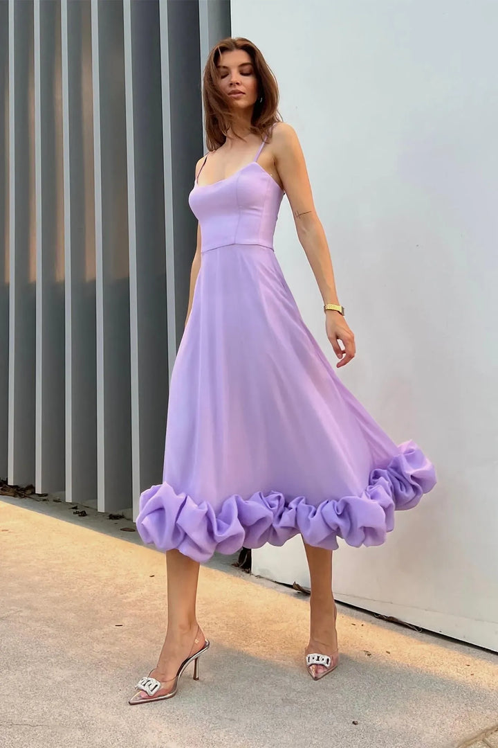 Heather | Abito Midi con Orlo a Balze e Linea ad A
