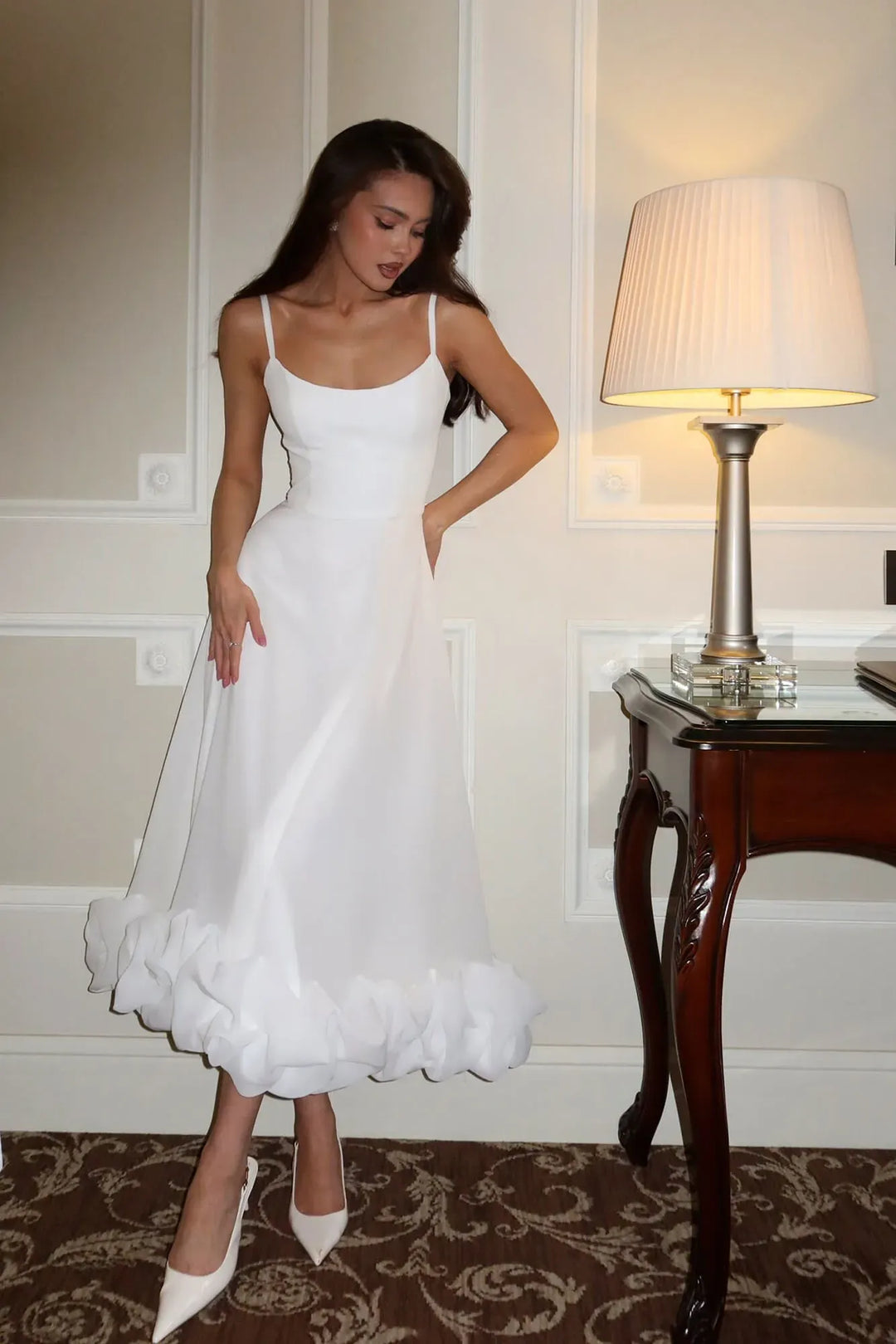 Heather | Abito Midi con Orlo a Balze e Linea ad A