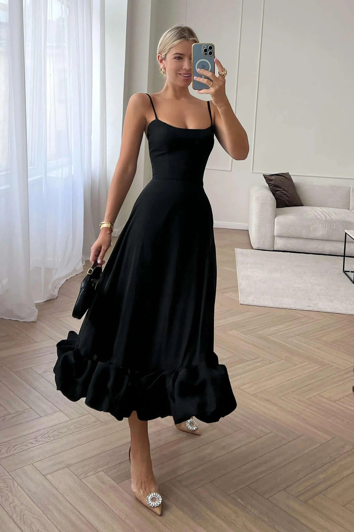 Heather | Abito Midi con Orlo a Balze e Linea ad A