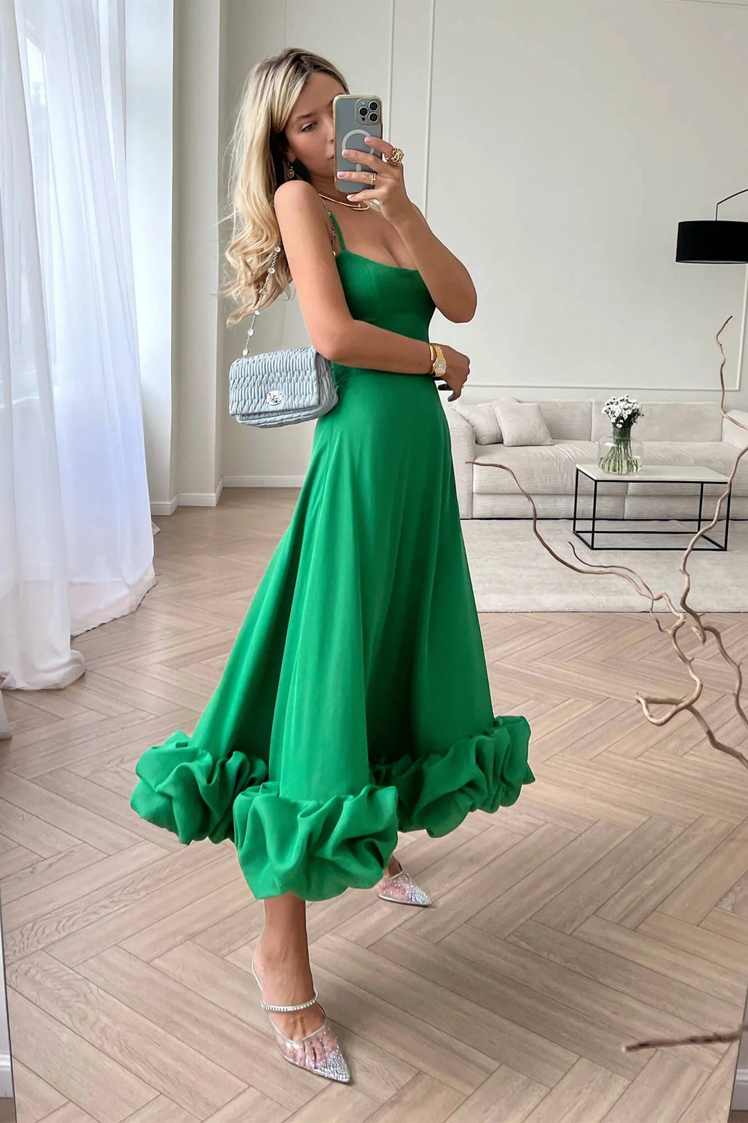 Heather | Abito Midi con Orlo a Balze e Linea ad A