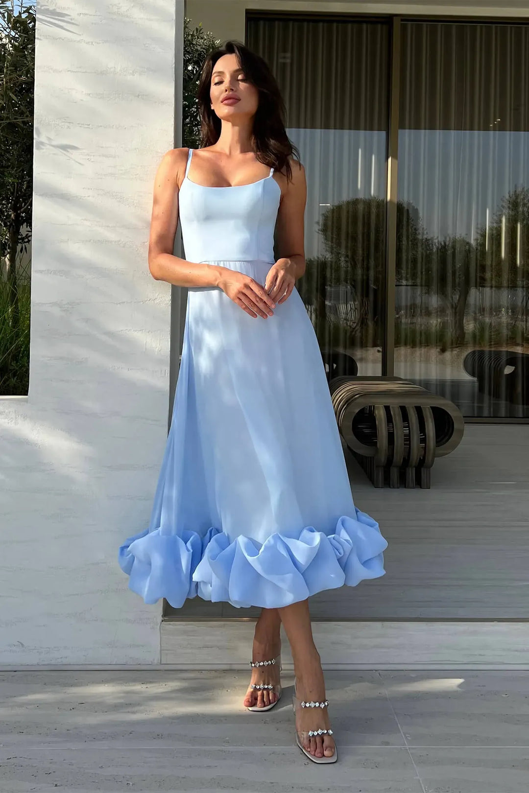 Heather | Abito Midi con Orlo a Balze e Linea ad A