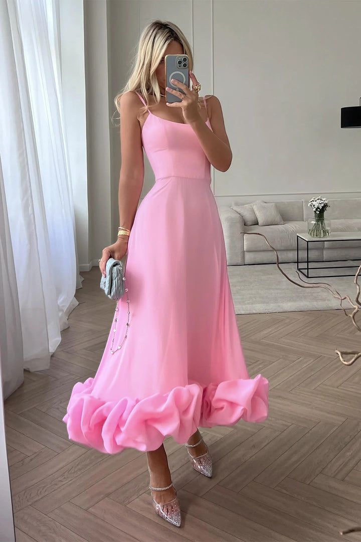 Heather | Abito Midi con Orlo a Balze e Linea ad A