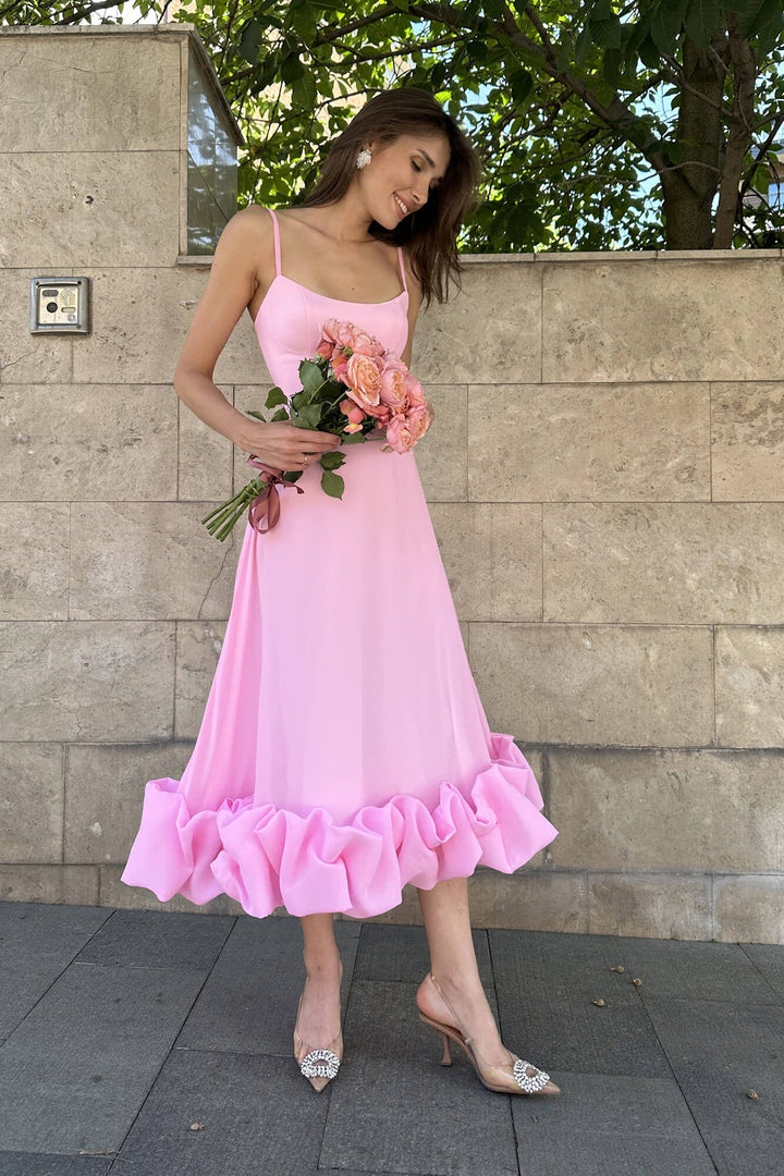 Heather | Abito Midi con Orlo a Balze e Linea ad A