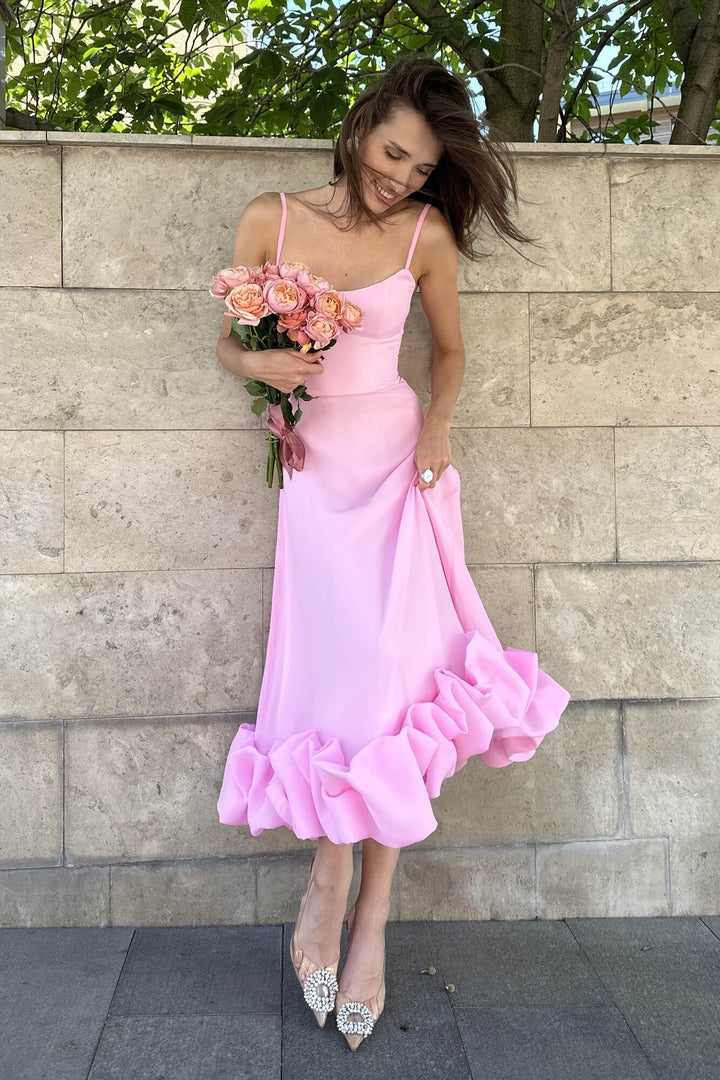 Heather | Abito Midi con Orlo a Balze e Linea ad A