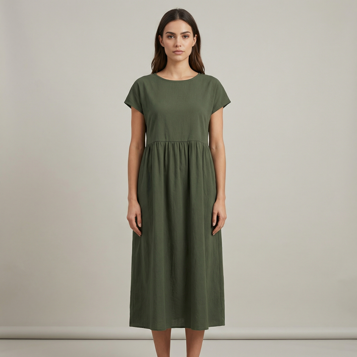 Freya | Leggero Midi Abito with Pockets and Corto Sleeves