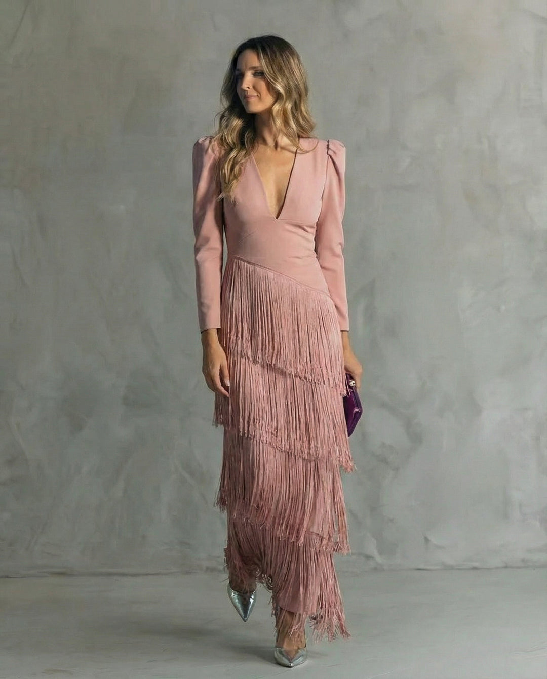 Ella | Elegante Abito with Fringe Sleeves