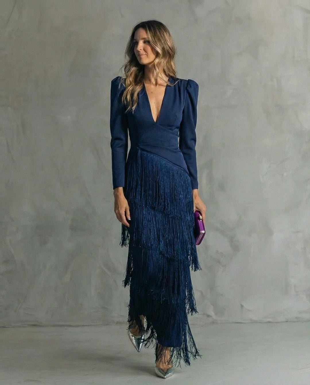Ella | Elegante Abito with Fringe Sleeves