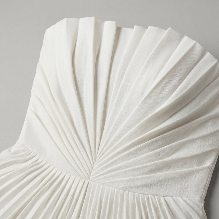 Celeste | Strapless Pleated Ceremony Midi Abito