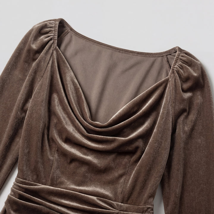Nadia | Draped Velluto Evening Midi Abito