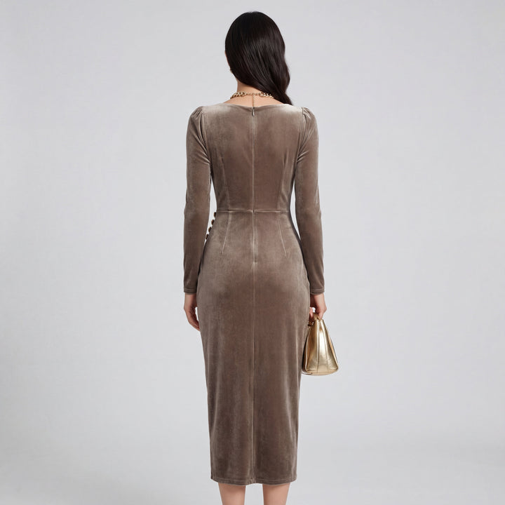 Nadia | Draped Velluto Evening Midi Abito
