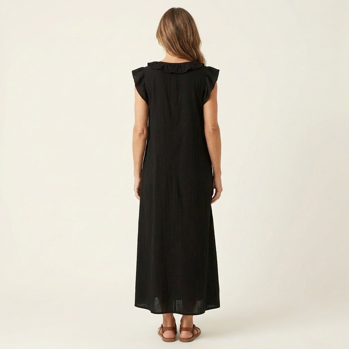 Josette | Ruffle Scollo a V Maxi Abito