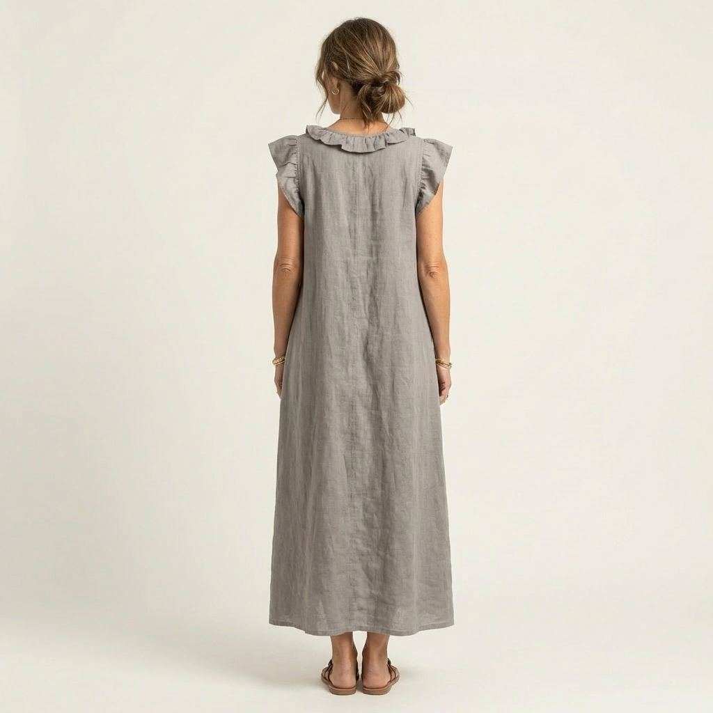 Josette | Ruffle Scollo a V Maxi Abito