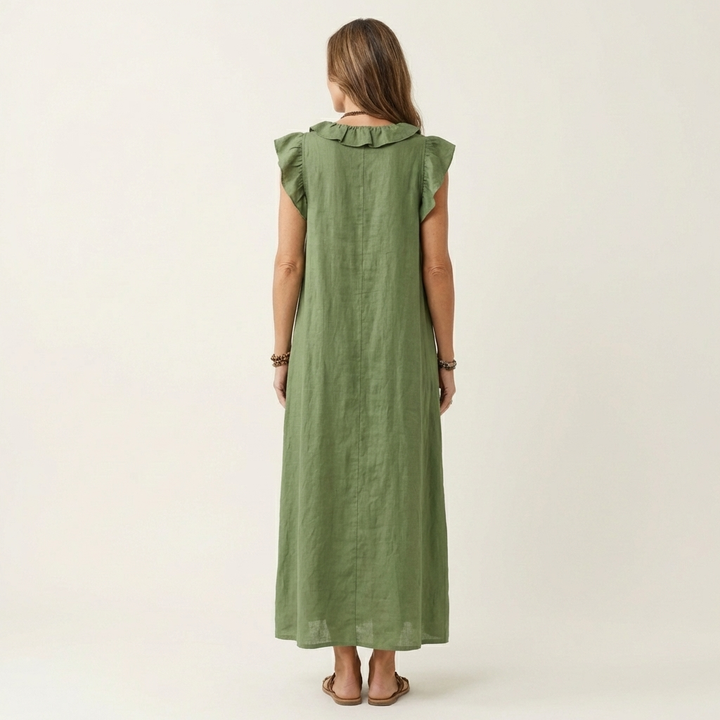 Josette | Ruffle Scollo a V Maxi Abito