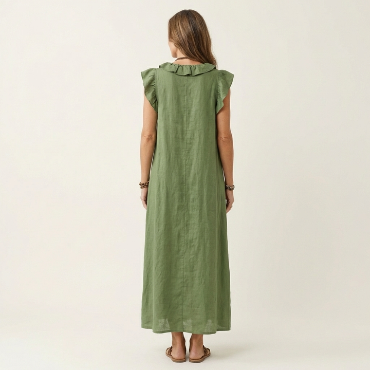 Josette | Ruffle Scollo a V Maxi Abito