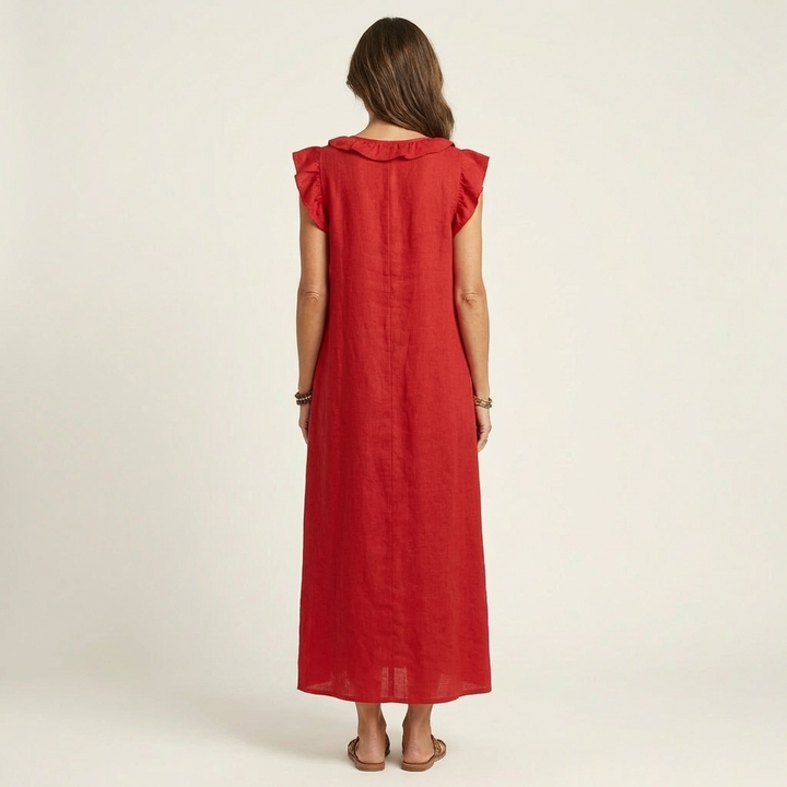 Josette | Ruffle Scollo a V Maxi Abito