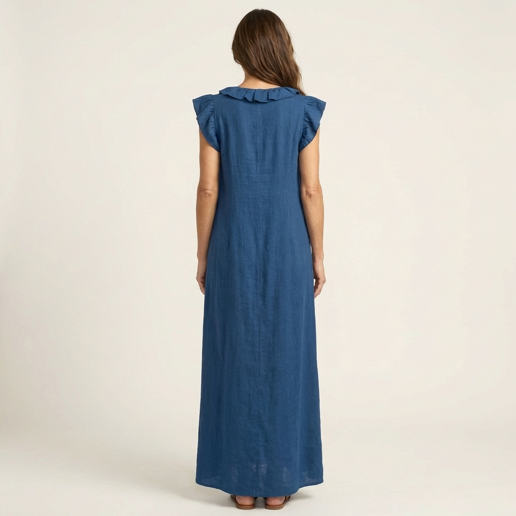 Josette | Ruffle Scollo a V Maxi Abito