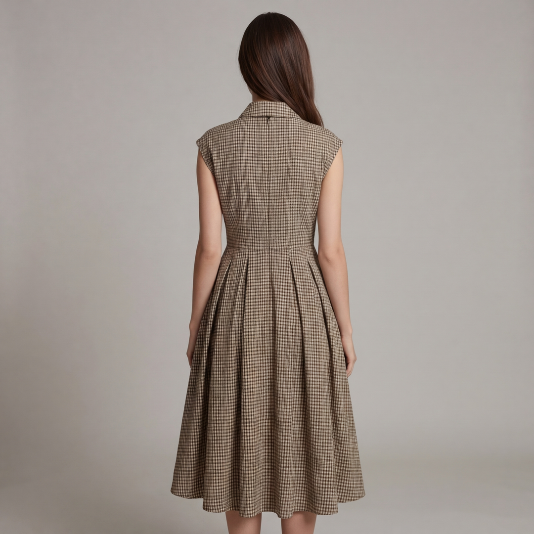 Hazel | Classico Scozzese Button-Front Midi Abito
