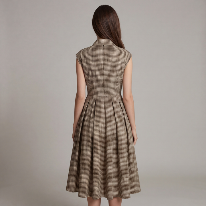 Hazel | Classico Scozzese Button-Front Midi Abito