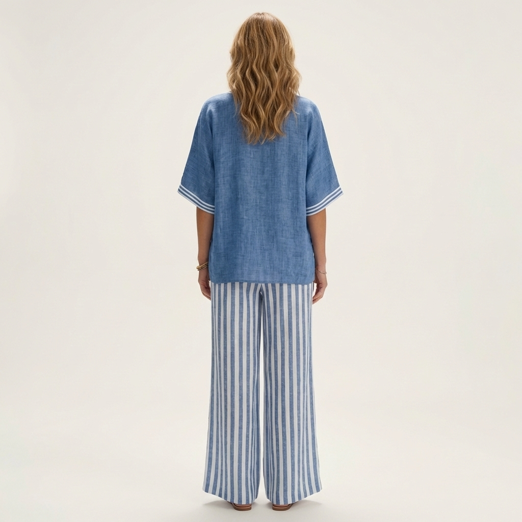 Juliana | Scollo a V Varsity Top & Stripe Gamba Larga Completo
