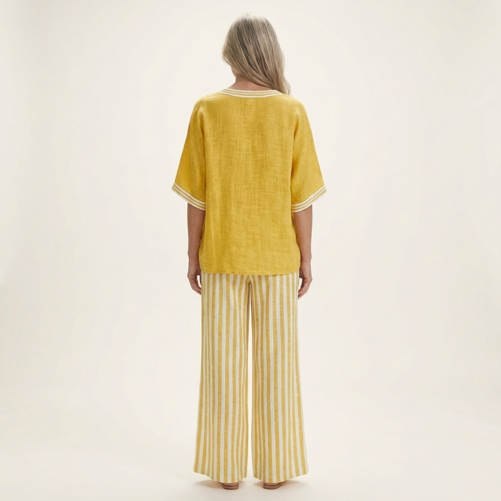 Juliana | Scollo a V Varsity Top & Stripe Gamba Larga Completo