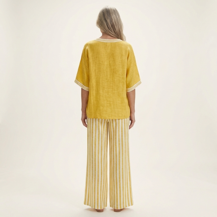 Juliana | Scollo a V Varsity Top & Stripe Gamba Larga Completo