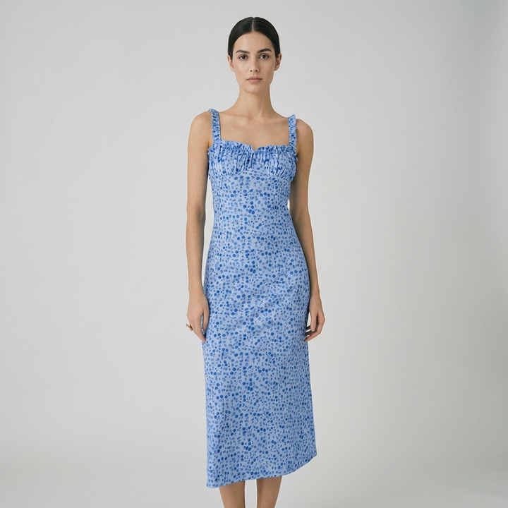 Amelie | Bohémien Floreale Midi Abito with Adjustable Straps
