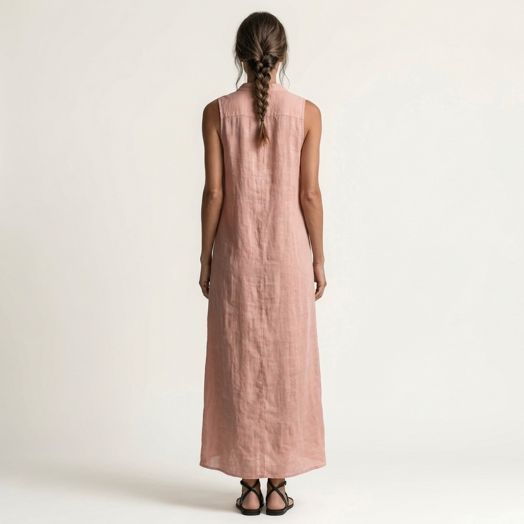 Mirabell | Hooded Button-Front Senza Maniche Maxi Abito