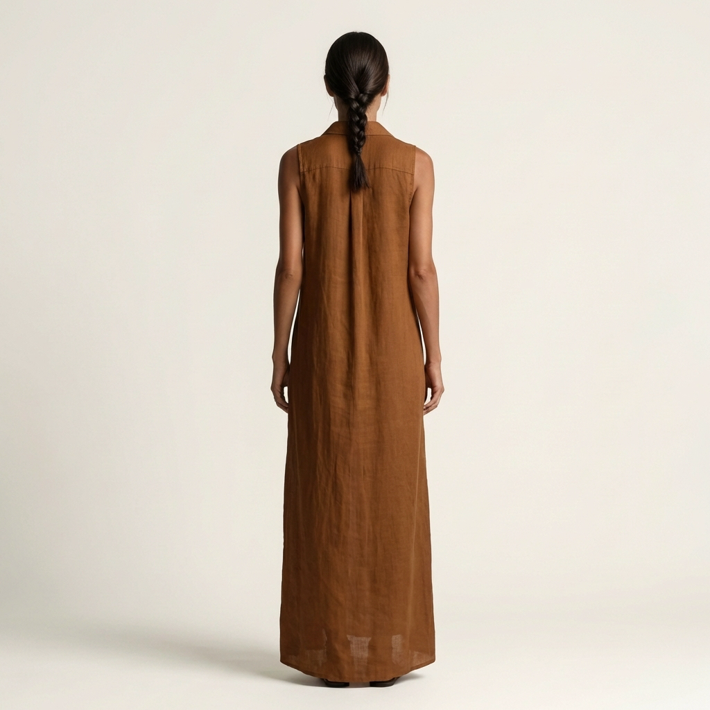 Mirabell | Hooded Button-Front Senza Maniche Maxi Abito